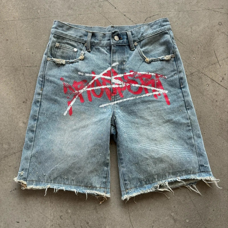 Graffiti Jorts Rhinestone