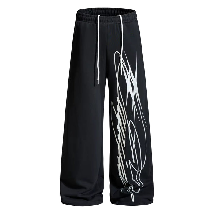 Graffiti Print Baggy Joggers – Wide Leg Streetwear Sweatpants